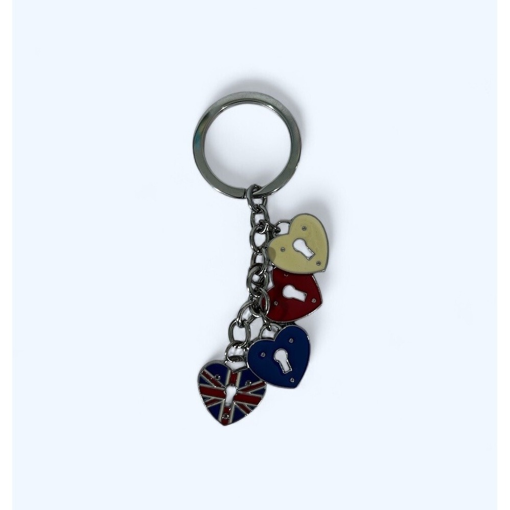 UK FLAG KEYCHAIN KEYHOLE HEARTS